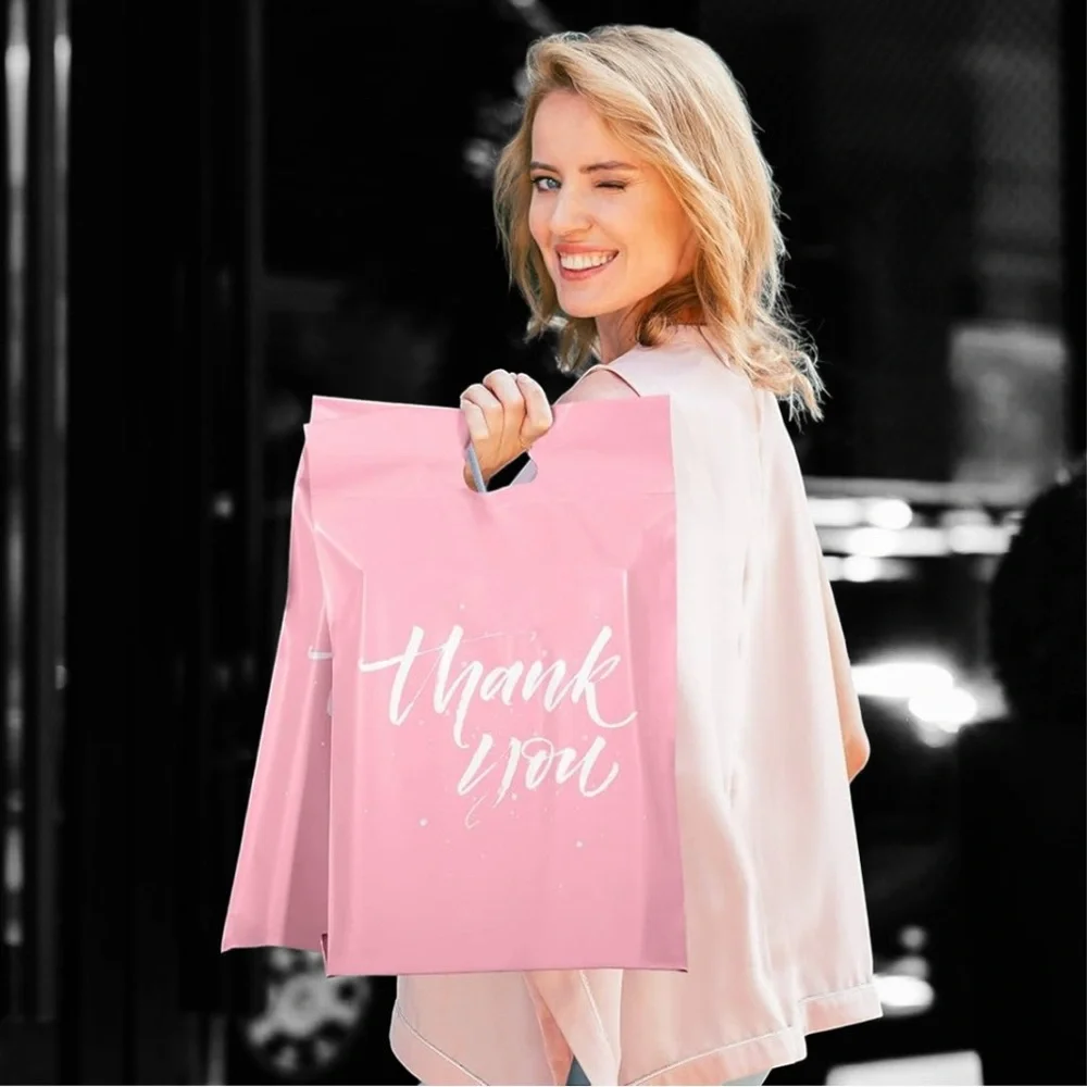 (5) Pink Thank You Polymailer Bags